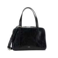 Genti de umar 'Virginie' Black Shoulder Bag With Removable Shoulder Strap And Front Logo In Leather Woman Femei