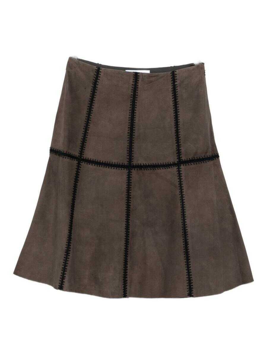 Fuste Blumarine Blumarine Suede Midi Skirt With Insert Design BROWN Femei (BM 18965805) 1