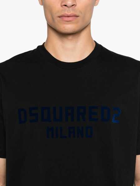 Topuri DSQUARED2 DSQUARED2 T-Shirts And Polos BLACK  DARK NAVY PRINT Barbati (BM 18966048) 4