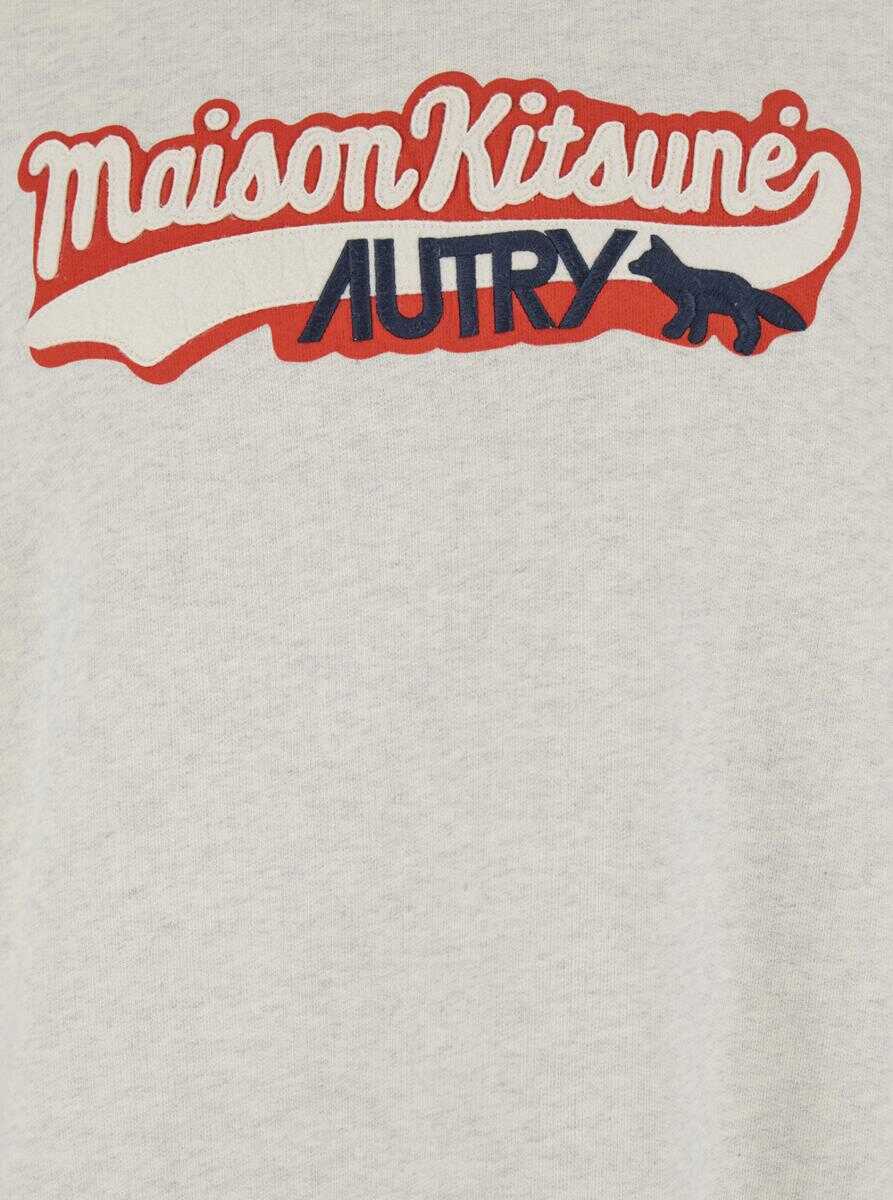 Pulovere AUTRY Grey Crewneck Sweatshirt With Print On The Front And Ribbed Trims In Cotton Man GREY Barbati (BM 18966282) 2