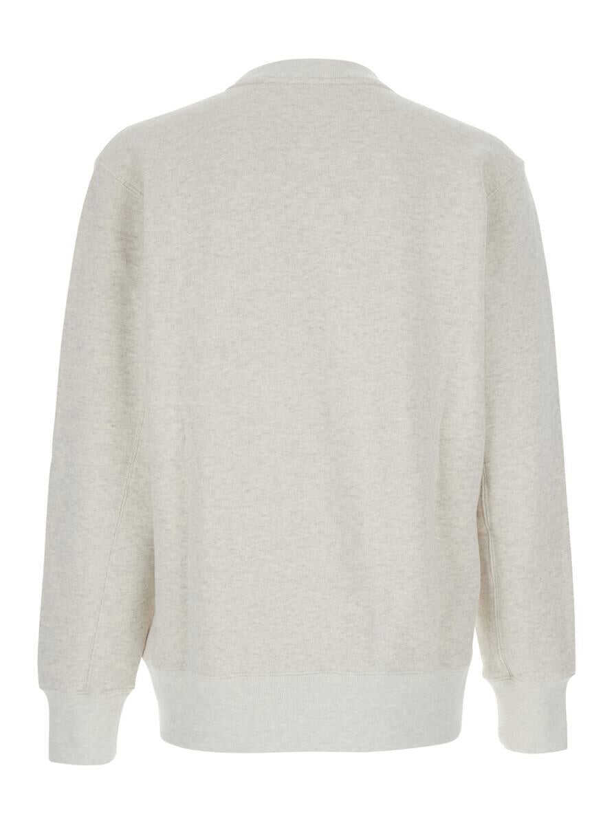 Pulovere AUTRY Grey Crewneck Sweatshirt With Print On The Front And Ribbed Trims In Cotton Man GREY Barbati (BM 18966282) 1