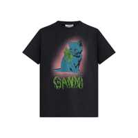 Tricouri Black Crewneck T-Shirt With Maxi Logo On The Front In Cotton Jersey Woman Femei