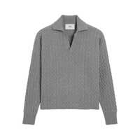 Tricouri Polo Grey Polo Shirt With Woven Design In Wool Woman Femei