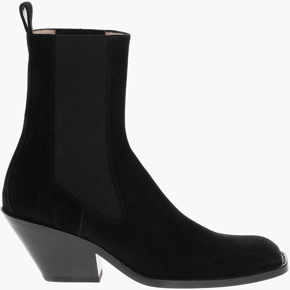 Botine Khaite Suede Austin Western Booties With Elastic Inserts 7Cm Black Femei (BM 18967438) 3