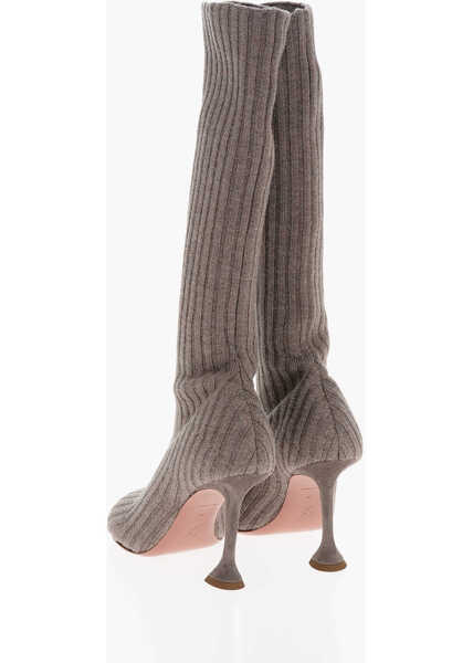 Cizme lungi AMINA MUADDI Under The Knee Fuzzy Knitted Boots 9Cm Brown Femei (BM 18967441) 2