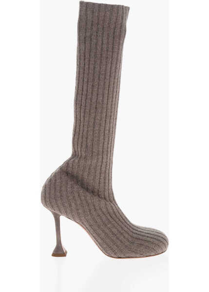 Cizme lungi AMINA MUADDI Under The Knee Fuzzy Knitted Boots 9Cm Brown Femei (BM 18967441) 3