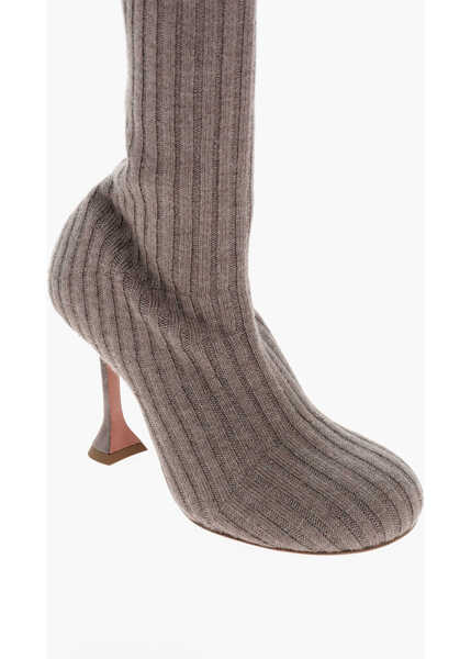 Cizme lungi AMINA MUADDI Under The Knee Fuzzy Knitted Boots 9Cm Brown Femei (BM 18967441) 4