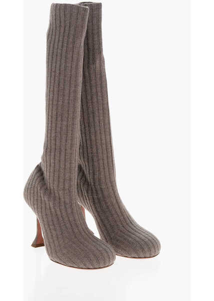 Cizme lungi AMINA MUADDI Under The Knee Fuzzy Knitted Boots 9Cm Brown Femei (BM 18967441) 1