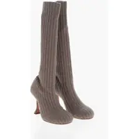 Cizme lungi Under The Knee Fuzzy Knitted Boots 9Cm Femei