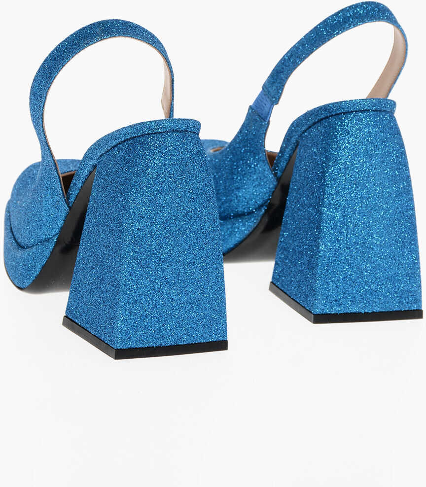 Pantofi stiletto NODALETO Glittered Slingbacks With Chunky Heel 12Cm Light Blue Femei (BM 18967456) 2