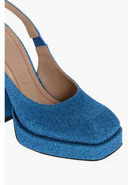 Pantofi stiletto NODALETO Glittered Slingbacks With Chunky Heel 12Cm Light Blue Femei (BM 18967456) 4