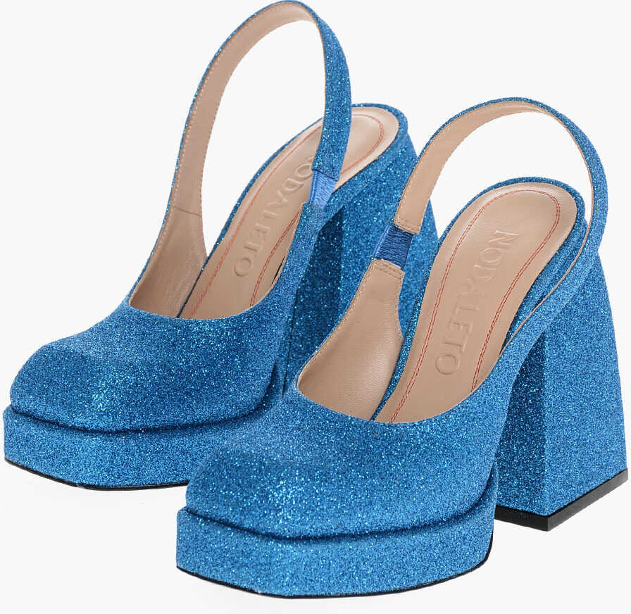 Pantofi stiletto NODALETO Glittered Slingbacks With Chunky Heel 12Cm Light Blue Femei (BM 18967456) 1