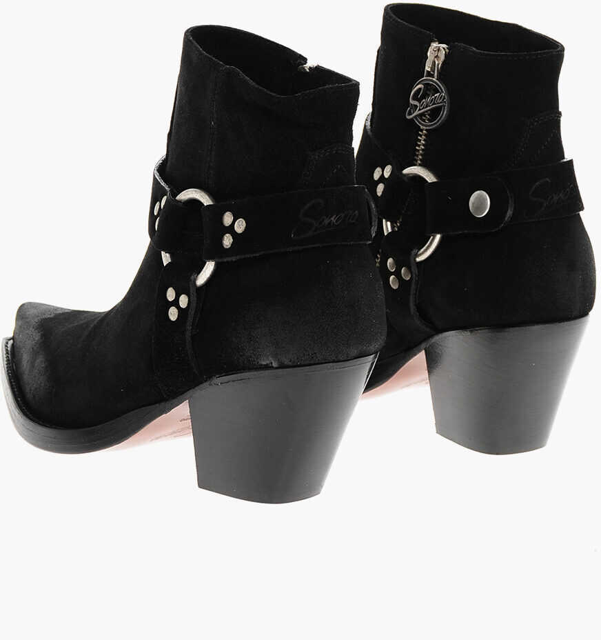 Botine SONORA Suede Jalapeno Western Booties 7Cm Black Femei (BM 18967459) 2
