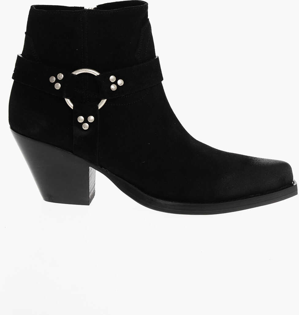 Botine SONORA Suede Jalapeno Western Booties 7Cm Black Femei (BM 18967459) 3