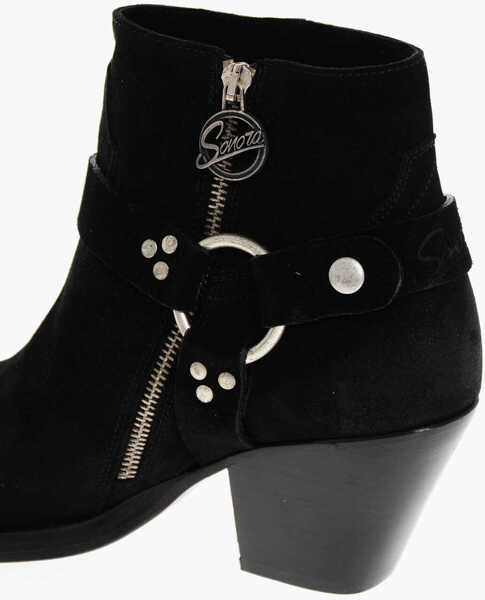 Botine SONORA Suede Jalapeno Western Booties 7Cm Black Femei (BM 18967459) 4