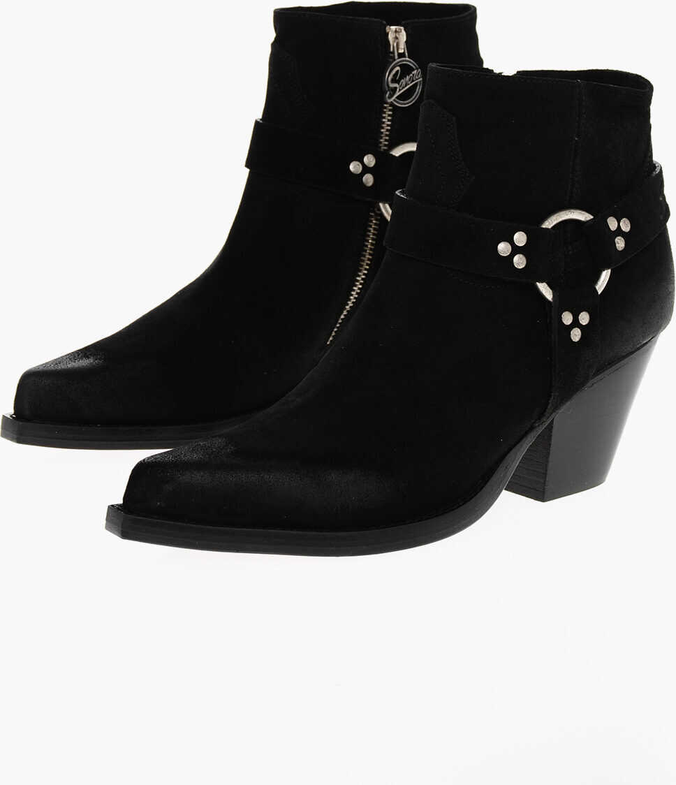 Botine SONORA Suede Jalapeno Western Booties 7Cm Black Femei (BM 18967459) 1