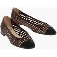 Balerini casual Woven Eco-Leather Ballet Flats With Cuir Sole Femei