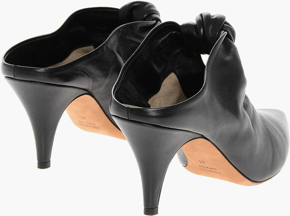 Saboti Khaite Leather Rowan Mules With Front Knot 7Cm Black Femei (BM 18967477) 2