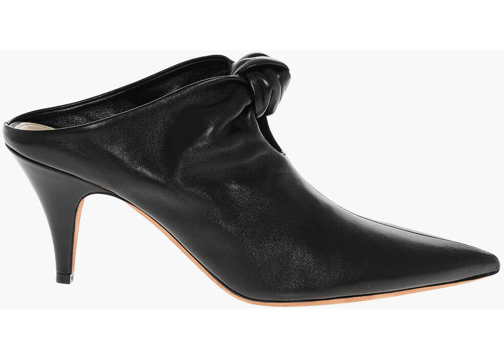 Saboti Khaite Leather Rowan Mules With Front Knot 7Cm Black Femei (BM 18967477) 3