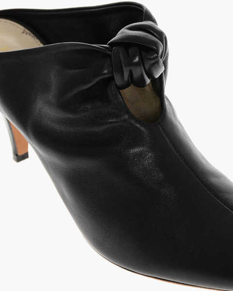 Saboti Khaite Leather Rowan Mules With Front Knot 7Cm Black Femei (BM 18967477) 4