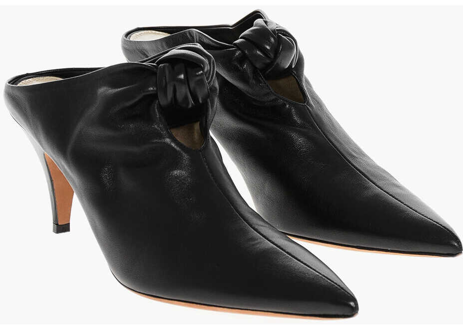 Saboti Khaite Leather Rowan Mules With Front Knot 7Cm Black Femei (BM 18967477) 1