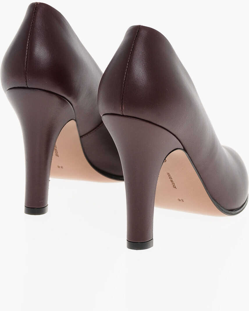 Pantofi stiletto THE ROW Leather Prudens Pumps With Covered Heel 9Cm Burgundy Femei (BM 18967483) 2