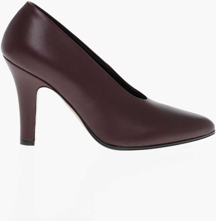 Pantofi stiletto THE ROW Leather Prudens Pumps With Covered Heel 9Cm Burgundy Femei (BM 18967483) 3