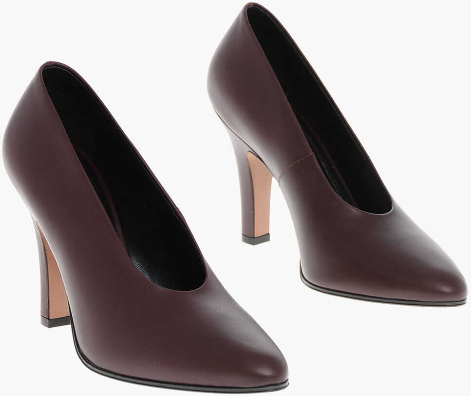 Pantofi stiletto THE ROW Leather Prudens Pumps With Covered Heel 9Cm Burgundy Femei (BM 18967483) 1