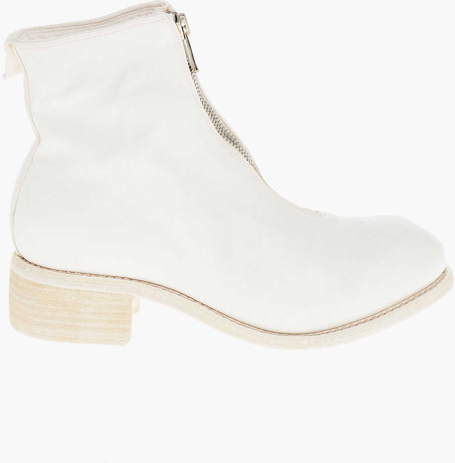 Botine GUIDI Leather Booties With Front Zip 5Cm White Femei (BM 18967486) 3