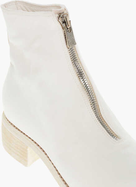 Botine GUIDI Leather Booties With Front Zip 5Cm White Femei (BM 18967486) 4