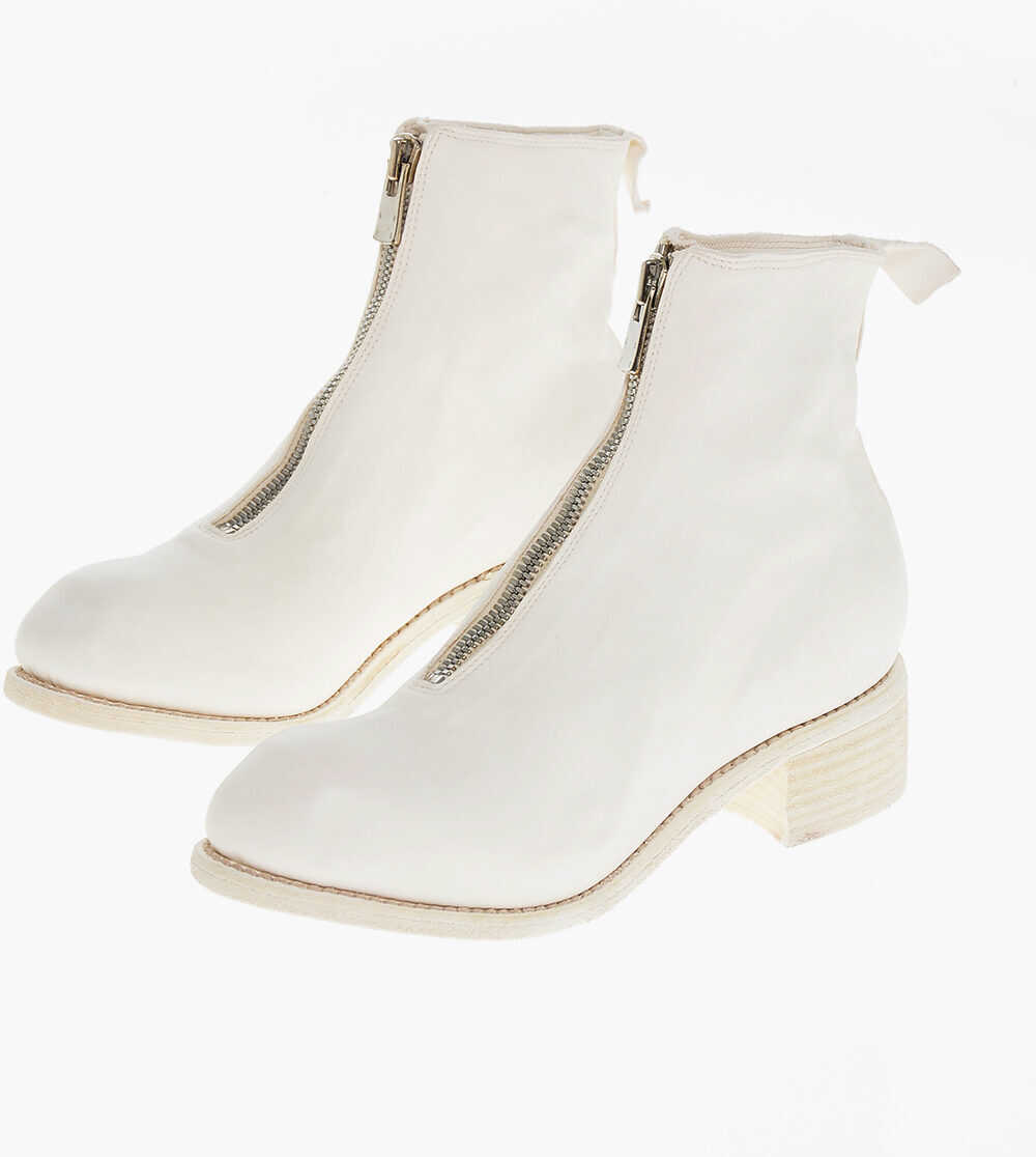 Botine GUIDI Leather Booties With Front Zip 5Cm White Femei (BM 18967486) 1