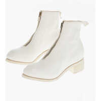Botine Leather Booties With Front Zip 5Cm Femei