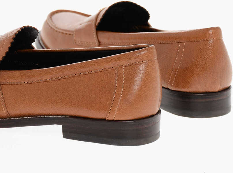 Mocasini Tory Burch Textured Leather Perry Loafers Brown Femei (BM 18967492) 2