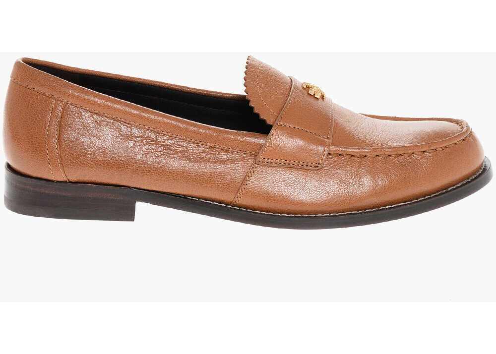 Mocasini Tory Burch Textured Leather Perry Loafers Brown Femei (BM 18967492) 3