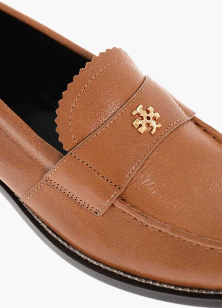 Mocasini Tory Burch Textured Leather Perry Loafers Brown Femei (BM 18967492) 4