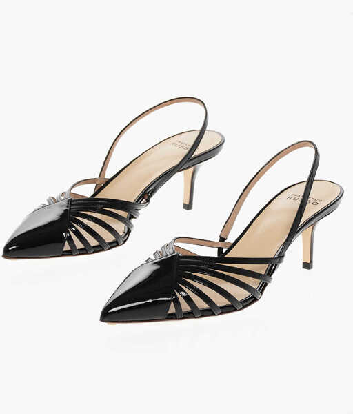 Pantofi stiletto Francesco Russo Patent Leather Slingbacks With Stiletto Heel 9Cm Black Femei (BM 18967519) 1