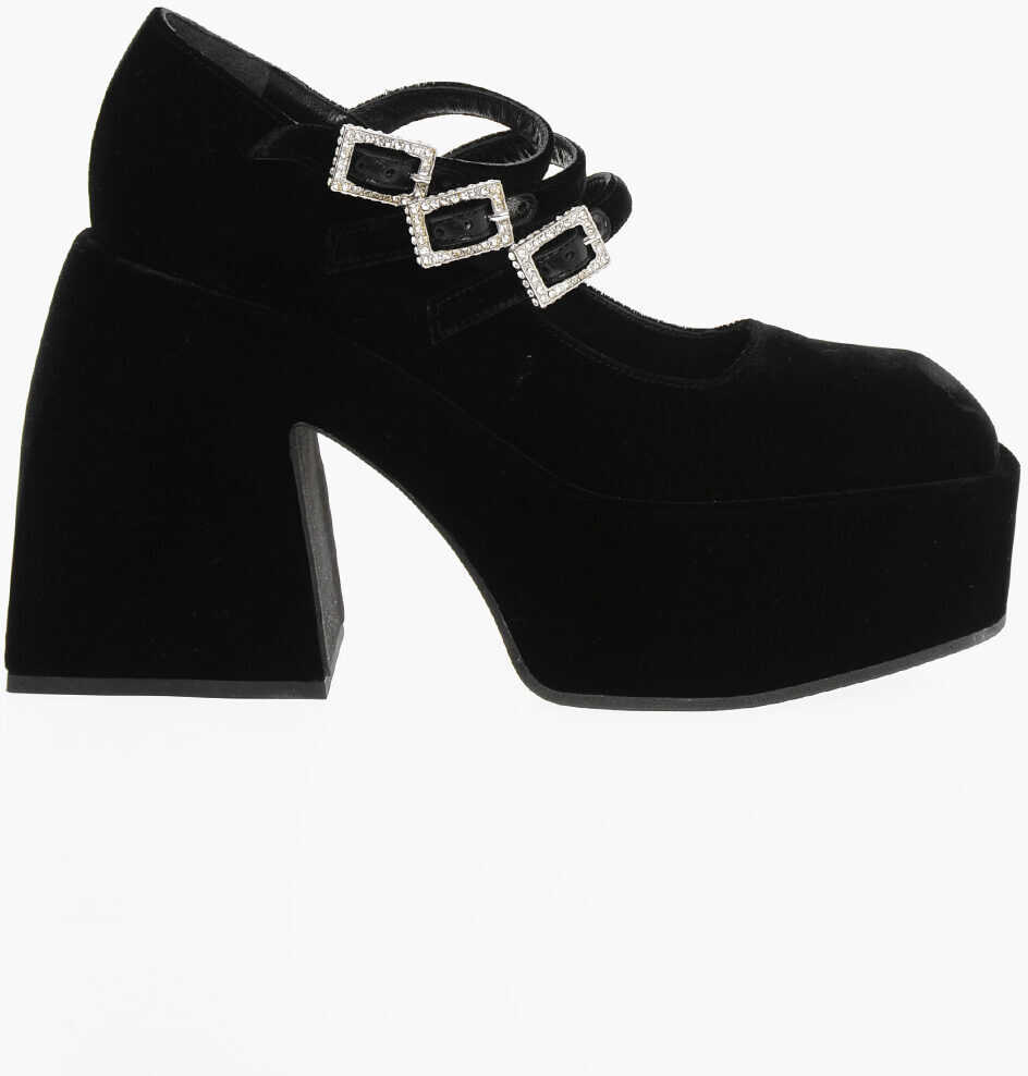 Pantofi stiletto NODALETO Velour Marietta Mary Jane Pumps 12Cm Black Femei (BM 18967540) 3