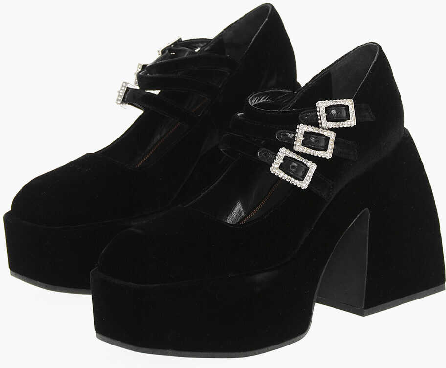 Pantofi stiletto NODALETO Velour Marietta Mary Jane Pumps 12Cm Black Femei (BM 18967540) 1