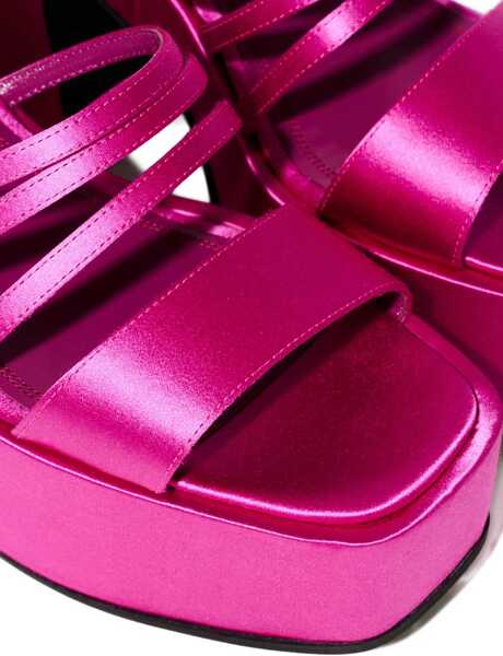 Sandale cu toc NODALETO Satin Chibi Platform Sandals With Chunky Heel 12Cm Pink Femei (BM 18967627) 3