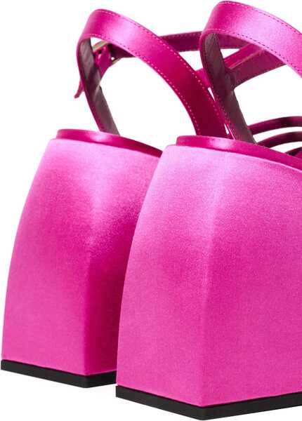 Sandale cu toc NODALETO Satin Chibi Platform Sandals With Chunky Heel 12Cm Pink Femei (BM 18967627) 4