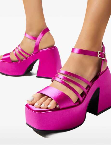 Sandale cu toc NODALETO Satin Chibi Platform Sandals With Chunky Heel 12Cm Pink Femei (BM 18967627) 5