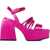 NODALETO Satin Chibi Platform Sandals With Chunky Heel 12Cm Pink