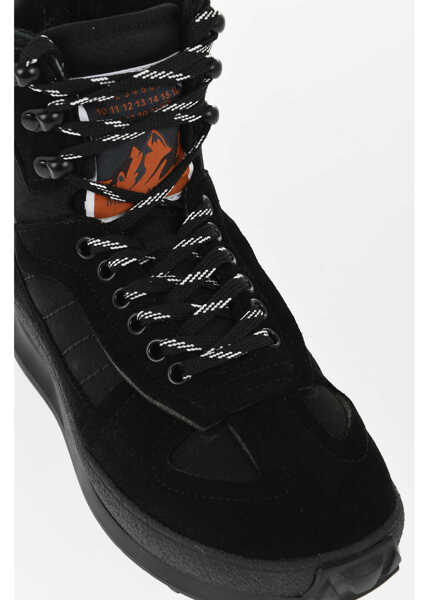 Sneakers Maison Margiela Mm22 High Leather Climber Sneakers With Suede Trims Black Femei (BM 18967633) 4