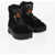 Maison Margiela Mm22 High Leather Climber Sneakers With Suede Trims Black