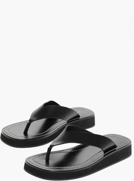 Sandale fara toc THE ROW Leather Ginza Thong Sandals Black Femei (BM 18967639) 1