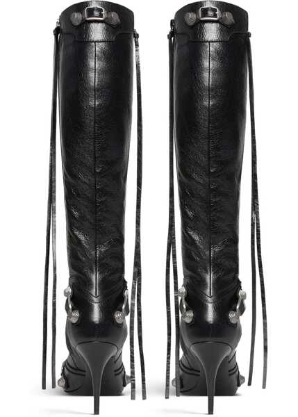 Cizme lungi Balenciaga Brushed Leather Cagole Boots With Studs And Zips 10Cm Black Femei (BM 18967642) 3