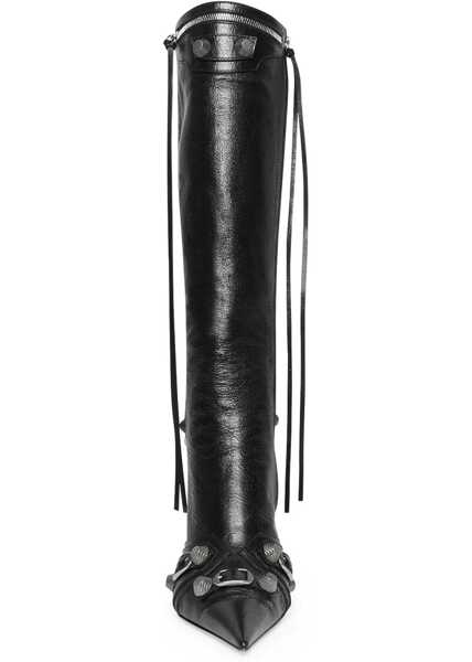 Cizme lungi Balenciaga Brushed Leather Cagole Boots With Studs And Zips 10Cm Black Femei (BM 18967642) 4
