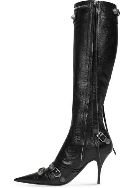 Cizme lungi Balenciaga Brushed Leather Cagole Boots With Studs And Zips 10Cm Black Femei (BM 18967642) 5