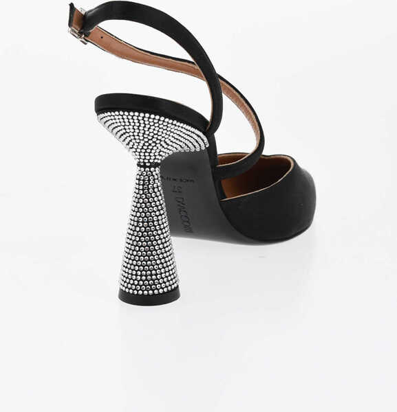 Pantofi stiletto DACCORI Satin Arya Pumps With Rhinestoned Spool Heel 9Cm Black Femei (BM 18967654) 2