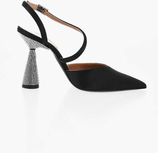 Pantofi stiletto DACCORI Satin Arya Pumps With Rhinestoned Spool Heel 9Cm Black Femei (BM 18967654) 3